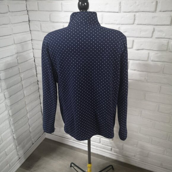 Tradition Ladies Size Large Full Zip Terry Lined Navy & White Polka Dot Blazer - Picture 2 of 11